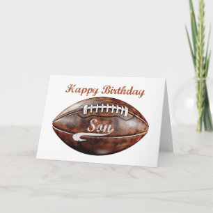 Son Birthday Grunge Large Football for Sports Fan Card