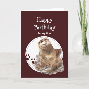 Son Birthday Otter Funny Animal Custom Text Card