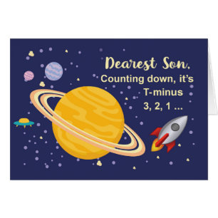 Son Birthday Planets in Outer Space with Rocket