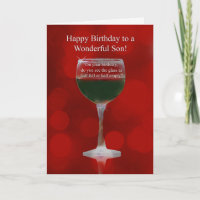 Son Birthday with Glass of Wine and Wine Bottle H