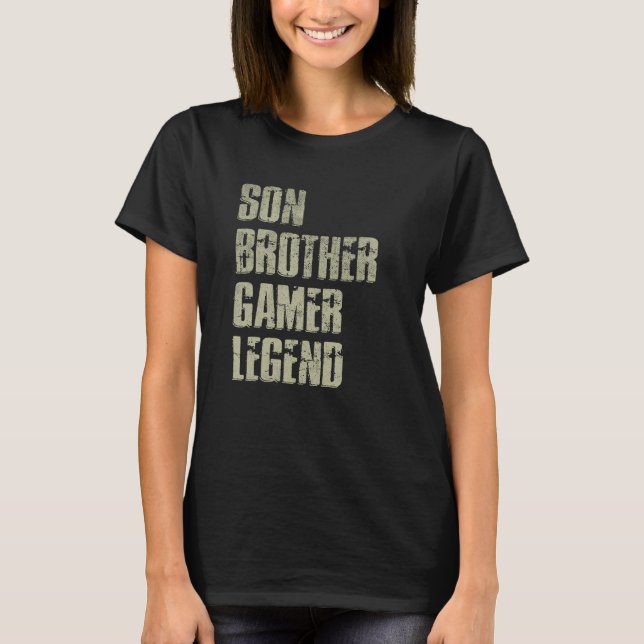 Son Brother Gamer Legend For Teenage Boys Christma T-Shirt (Front)