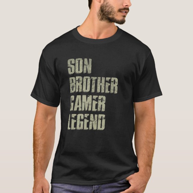 Son Brother Gamer Legend For Teenage Boys Christma T-Shirt (Front)