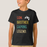 Son Brother Gaming Legend Gamer T-Shirt<br><div class="desc">Gift idea for a birthday for husband,  wife,  child,  grandma,  grandpa,  uncle,  aunt,  mum,  dad for Father's Day,  Mother's Day,  birthday or Christmas,  son,  brother,  gaming legend gamer</div>