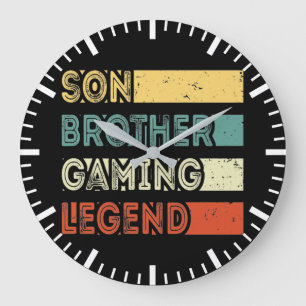 Son, Brother, Gaming Legend, Video Game, Gamer Large Clock