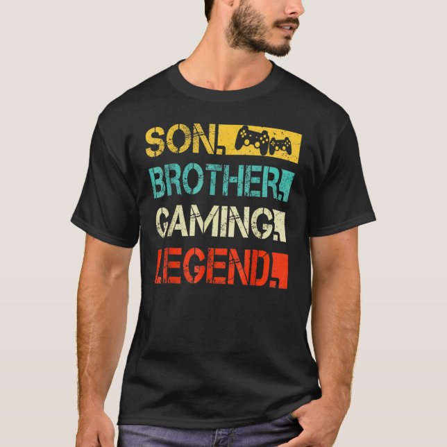 Son Brother Gaming Legend Video Gamer  For Boys T-Shirt (Front)