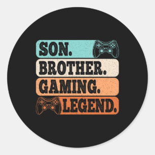 Son Brother Gaming Legend Video Gamer Retro Game  Classic Round Sticker