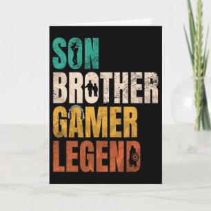 Son Brother Video Gamer Legend Matching Family Sib Card