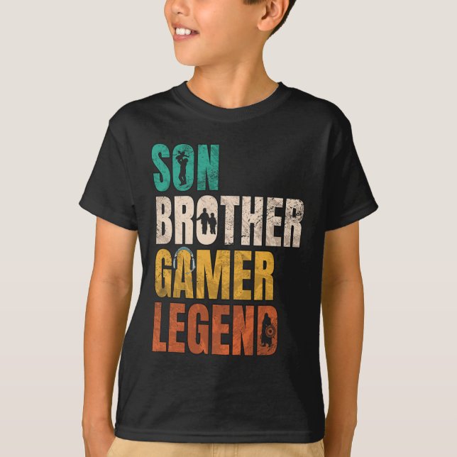 Son Brother Video Gamer Legend Matching Family Sib T-Shirt (Front)