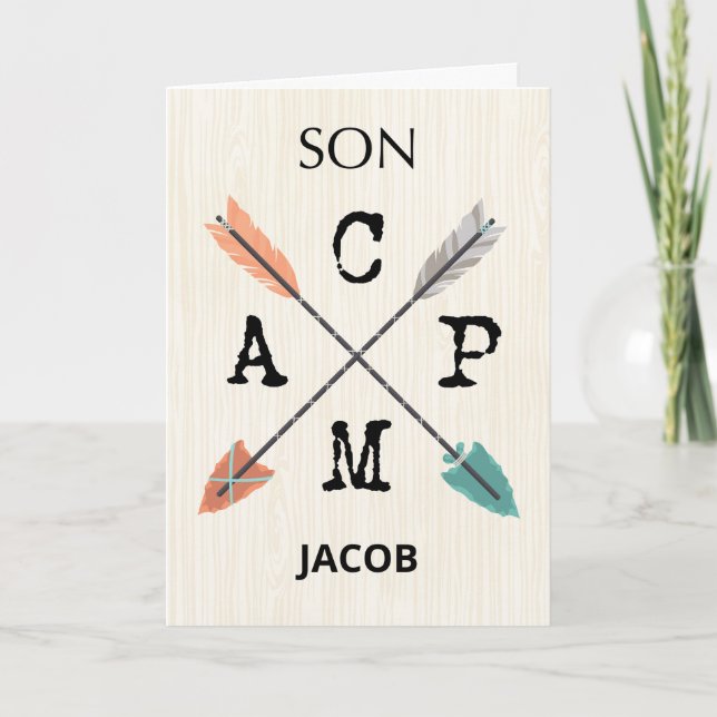 Son Camp Personalise Name Arrows Card (Front)