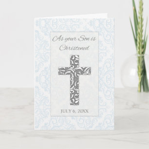 Son Christening Blessings Custom Date with Cross Card