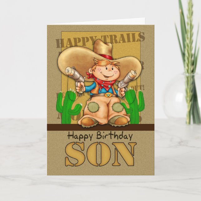 Son Cowboy Birthday Card - Rootin' Tootin' Birthda (Front)