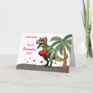 Son Custom Name Valentine Dinosaur Card