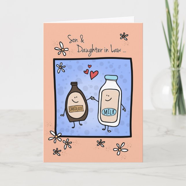 Son & Daughter in Law Anniversary, Chocolate Milk Card (Front)