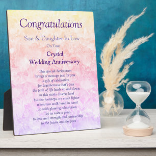 Son & Daughter In Law Crystal Wedding Anniversary Plaque
