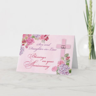 Son & Daughter-in-Law Religious Anniversary Rings Card