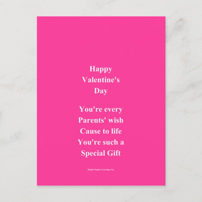 Son/daughter valentine's day holiday postcard (Front)