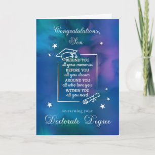 Son Doctorate PHD Graduation Congratulations Quote Card
