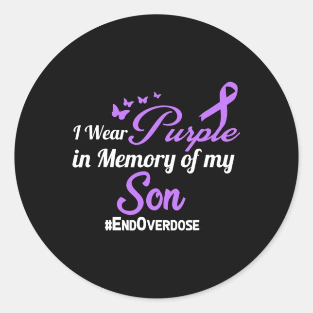 Son Drug Overdose Awareness Memory  Classic Round Sticker (Front)