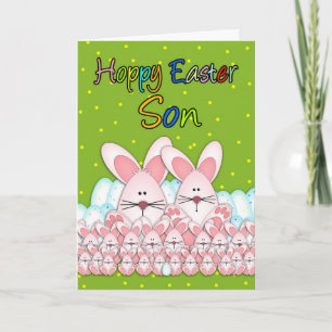 Son Easter Card With Easter Bunnies And Eggs
