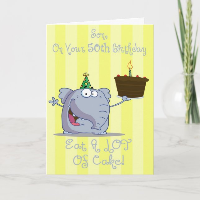Son Eat More Cake 50th Birthday Card (Front)