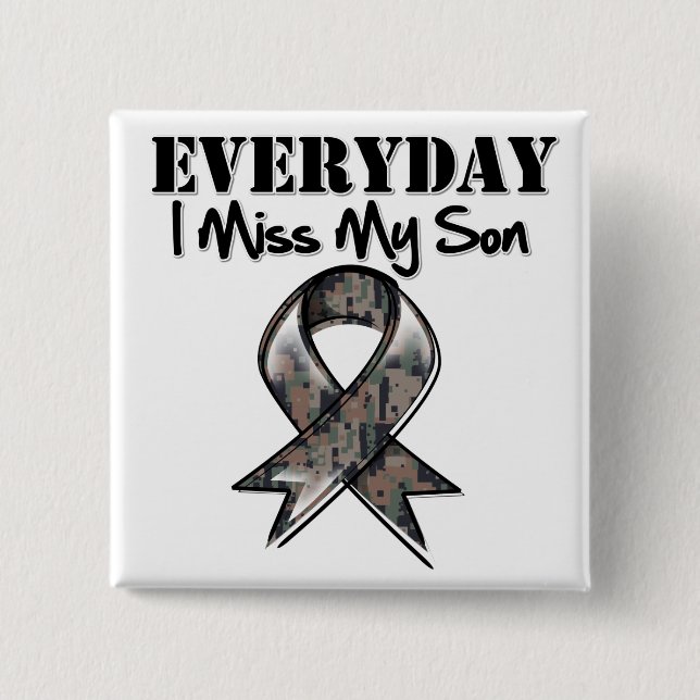 Son - Everyday I Miss My Hero Military 15 Cm Square Badge (Front)