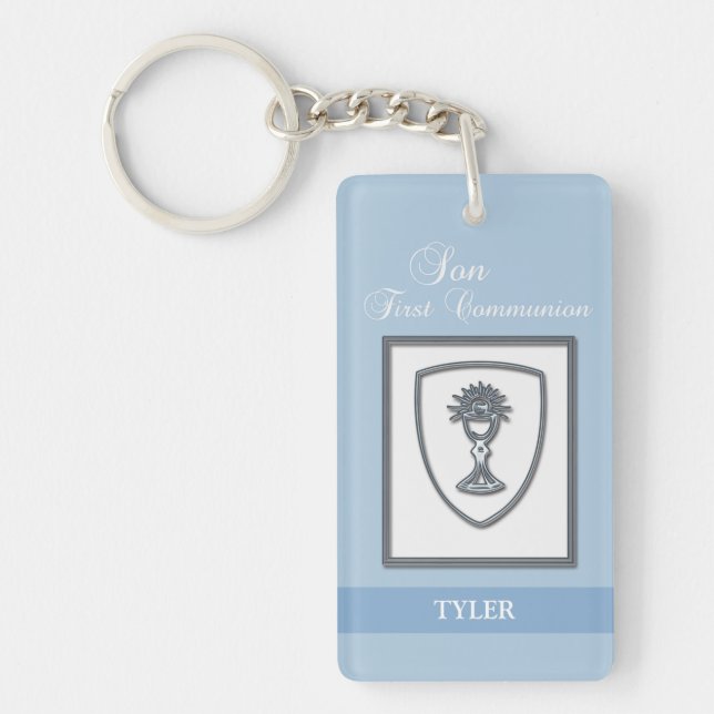 Son, First Communion Silver Chalice Key Ring (Front)