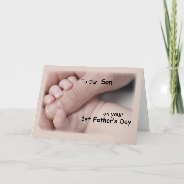 Son, First Father's Day, Hand in Baby Hand Card (Front)