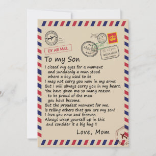 Son Gift Letter To My Son Love From Mum Holiday Card