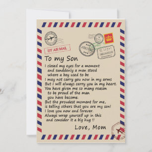 Son Gift   Letter To My Son Love From Mum Invitation