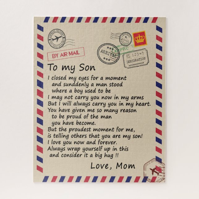 Son Gift | Letter To My Son Love From Mum Jigsaw Puzzle (Vertical)