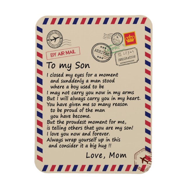 Son Gift | Letter To My Son Love From Mum Magnet (Vertical)