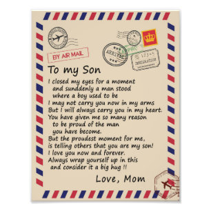 Son Gift   Letter To My Son Love From Mum Photo Print