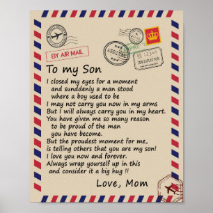 Son Gift   Letter To My Son Love From Mum Poster