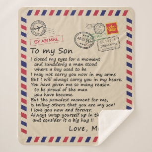 Son Gift   Letter To My Son Love From Mum Sherpa Blanket