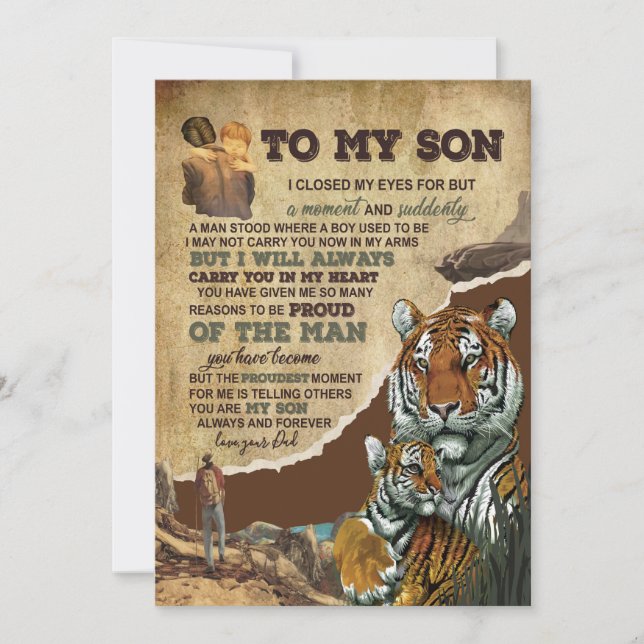 Son Gifts | Letter To My Son Love From Dad Holiday Card (Front)