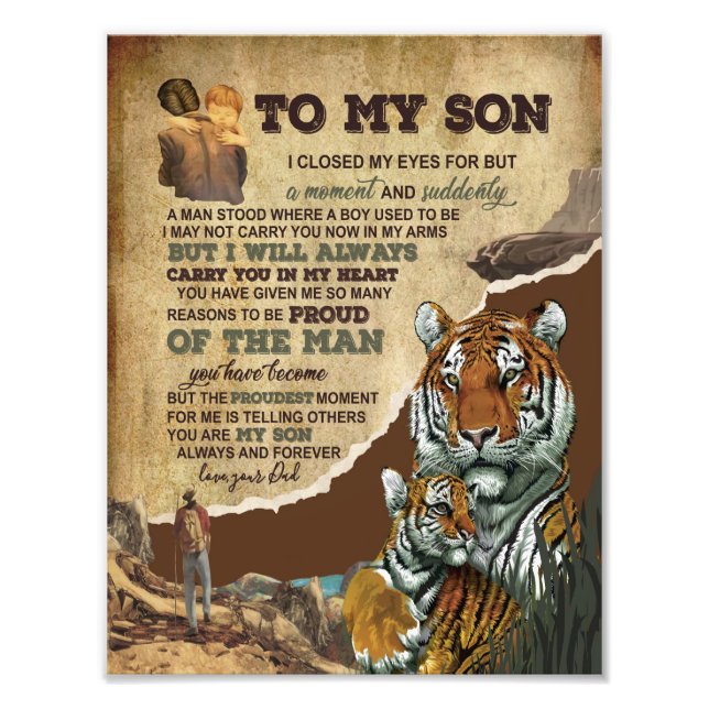 Son Gifts | Letter To My Son Love From Dad Photo Print (Front)