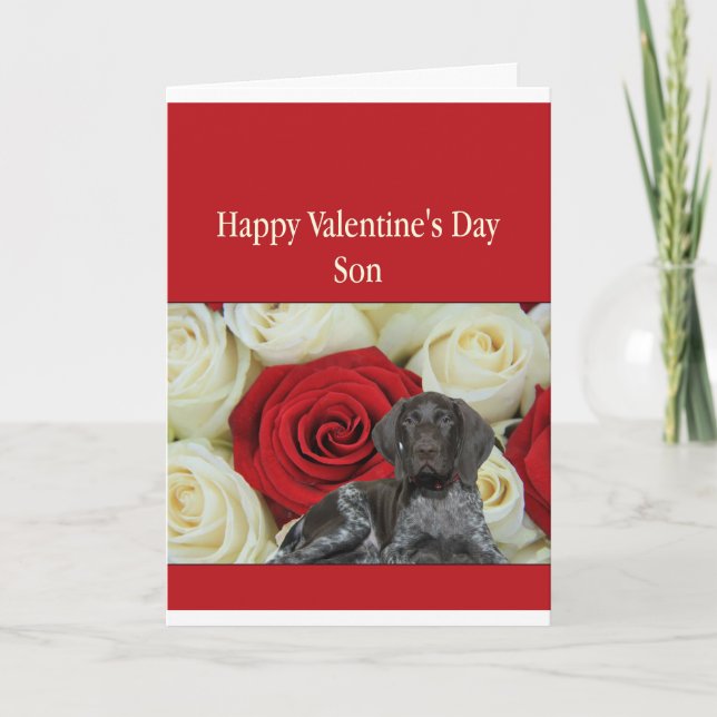 Son Glossy Grizzly Valentine Puppy Love Holiday Card (Front)