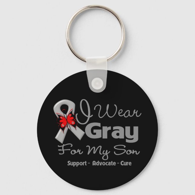Son - Grey Ribbon Awareness Key Ring (Front)