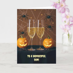Son Halloween Cheers Jack O Lanterns Spiders Card