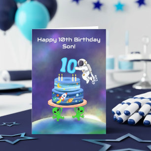 Son Happy 10th Birthday Astronaut Card
