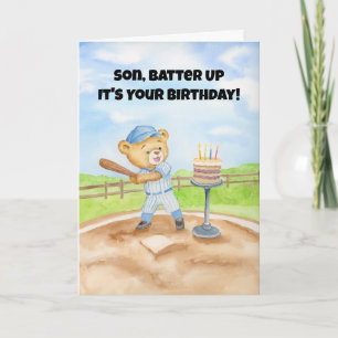 Son Happy Birthday Baseball Teddy Bear Card