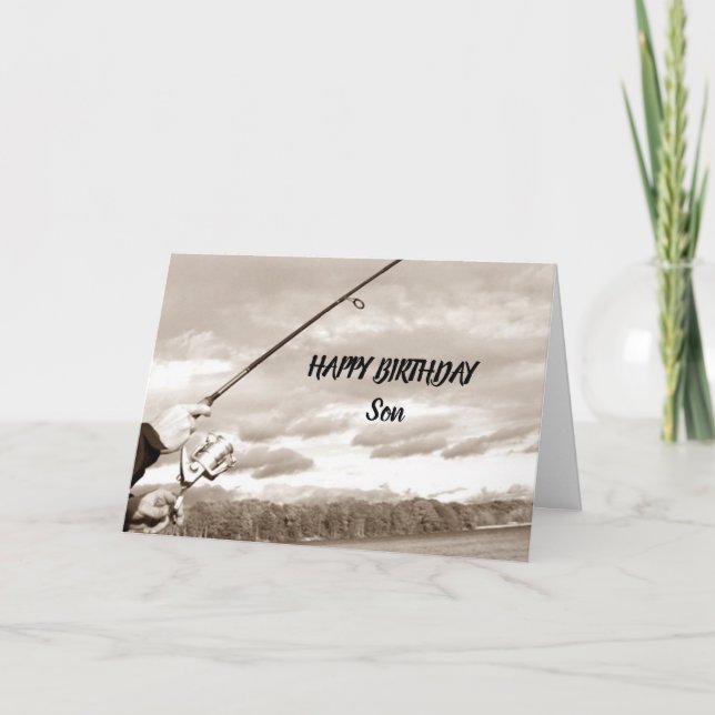 **SON** HAPPY BIRTHDAY FISHING HUMOR CARD (Front)