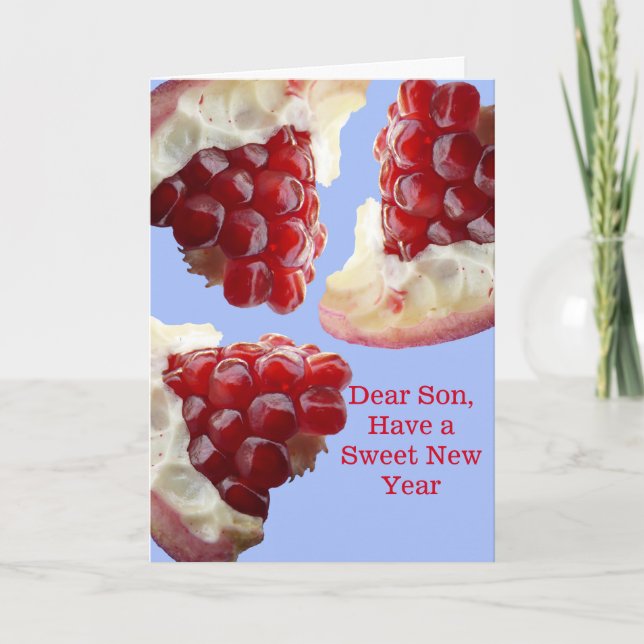 Son Happy Rosh Hashanah with Pomegranate Holiday Card (Front)