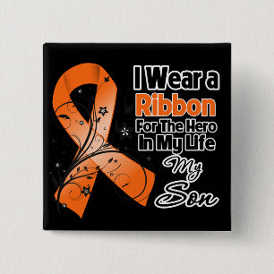 Son Hero in My Life Leukaemia 15 Cm Square Badge