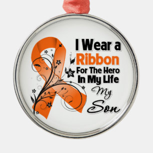 Son Hero in My Life Leukaemia Metal Ornament