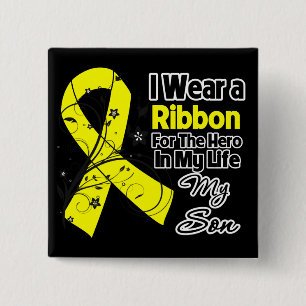 Son Hero in My Life Sarcoma 15 Cm Square Badge
