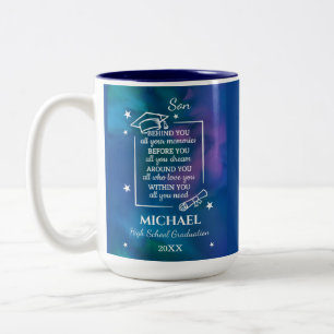 Son High School Graduation Name Year  Two-Tone Coffee Mug