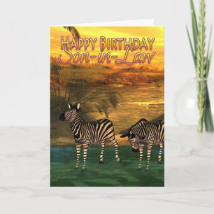 Son-in-Law Birthday Card Zebras In Water