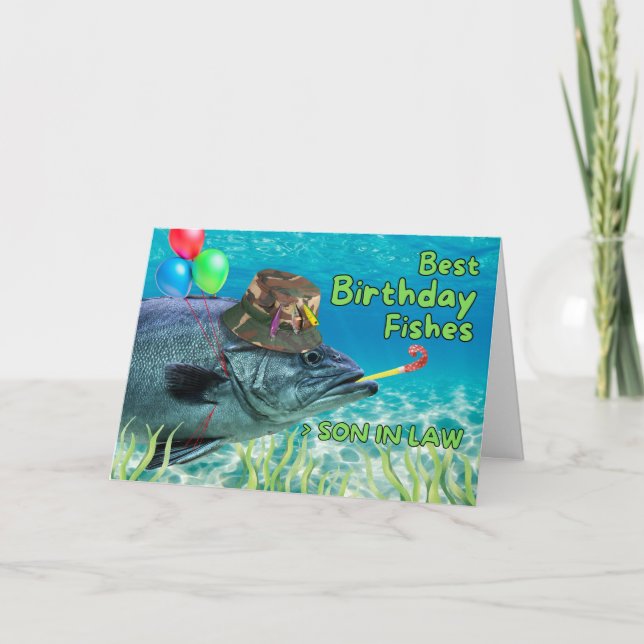 Son in Law Birthday Fish Ready to Party Card (Front)