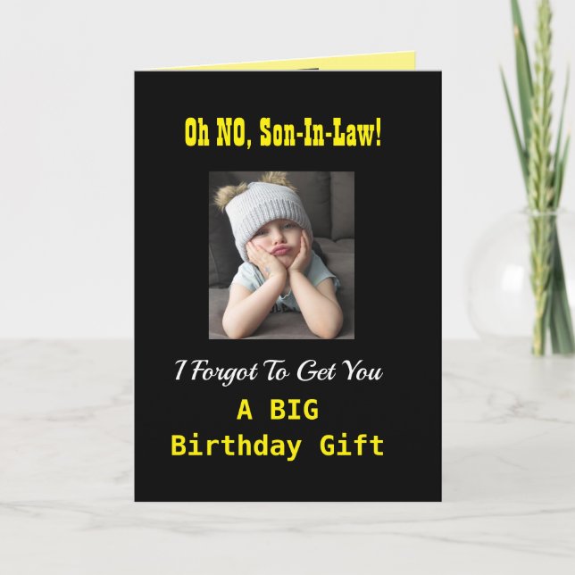 Son-In-Law Birthday Funny Grumpy Girl Black Yellow Card (Front)